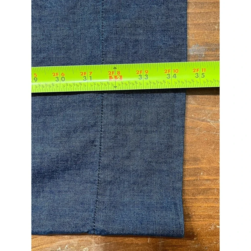 Draper James Denim Blue Chambray Ruffle Shift Dress Sz 8 Western Preppy Church - Picture 12 of 16